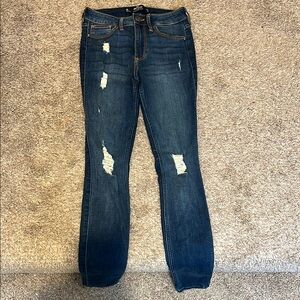 Hollister Blue Skinny Jeans with Modern Distressing
